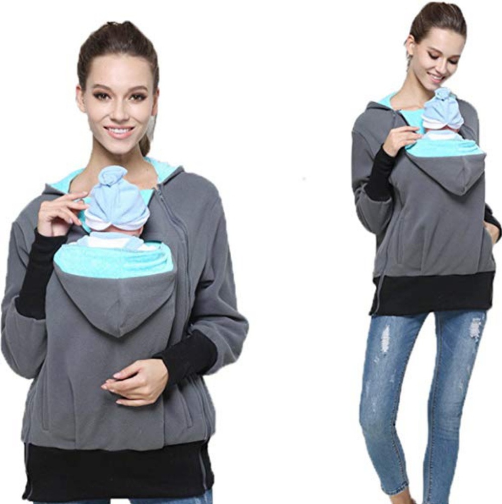 Maternity Kangaroo Fleece Hoodie For Baby Carrier